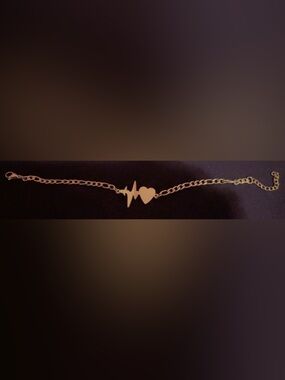 Heartbeat Necklace Pendant - Gold Tone